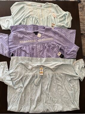 Women's 3X Lot 3 Plus NOS Soft Flannel Cottage Granny Core Night Gowns Plus Size